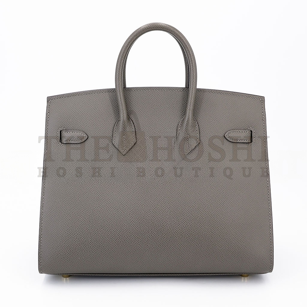 H**me5 BIRKIN 25 EPSOM LEATHER PEWTER GREY GOLD BUCKLE LUXURY BAG 2935397569 (25*20*13cm) Master Quality